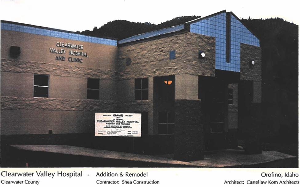 A photo of the hospital when the Clearwater Valley Hospital was constructed. 