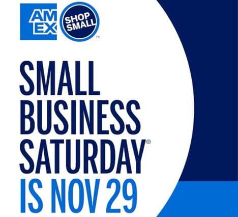 Small Business Saturday promotion for November 29th, featuring the AmEx Shop Small logo