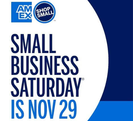 Small Business Saturday promotion for November 29th, featuring the AmEx Shop Small logo