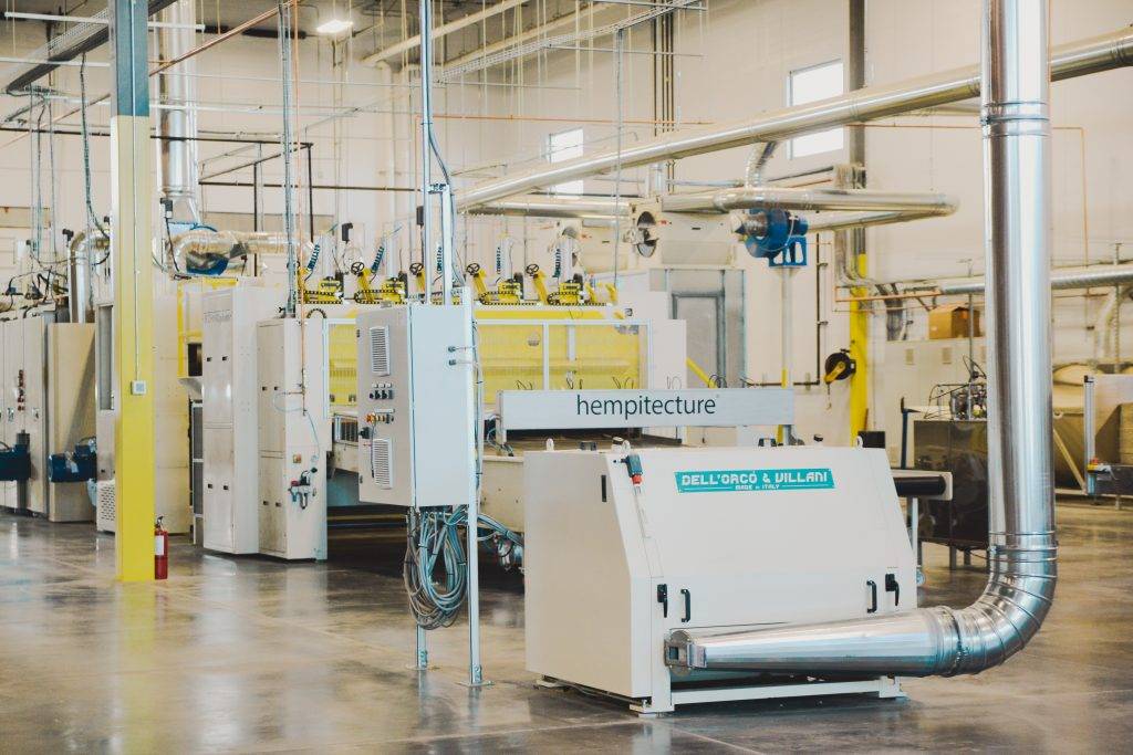 Large industrial facility with hemp processing equipment and ventilation systems