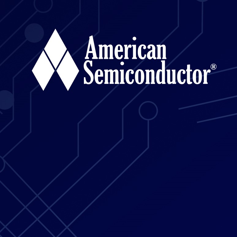 American Semiconductor logo featuring three white diamonds on a dark blue background