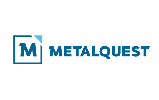 The Metalquest logo features a stylized 'M' in a square with a blue and green color scheme