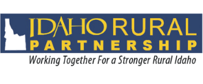 Logo for Idaho Rural Partnership, featuring a stylized Idaho state outline and text